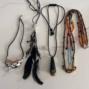 4 Fun Dress Up Necklaces, Beaded, Shelled, Crystal